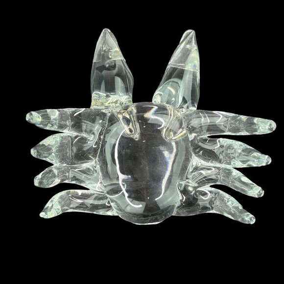 Crystal Clear Art Glass Crab Paperweight Figural Sea Life Figurine Beach Decor - Picture 7 of 12